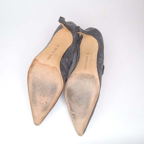 Manolo Blahnik Rela Embroider Suede Mary Jane Pump - Picture 10 of 12